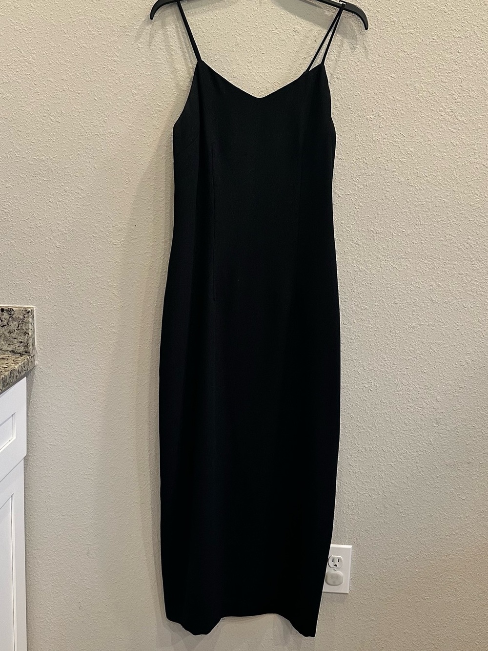 Ann Tobias Black Maxi Slip Dress Size 8 Minimalist Y2K